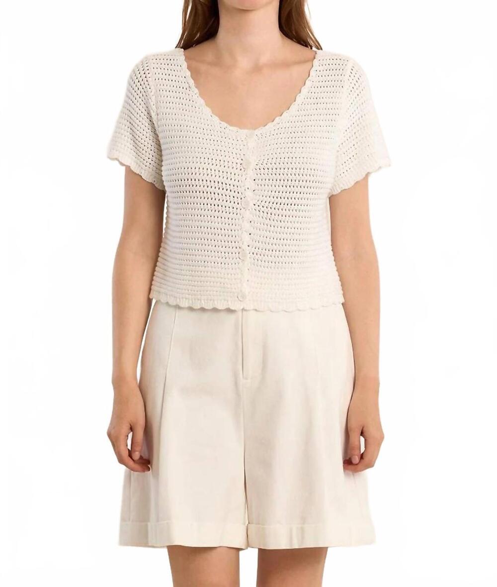 NEW MOLLY BRACKEN scoop neck crop top in off white